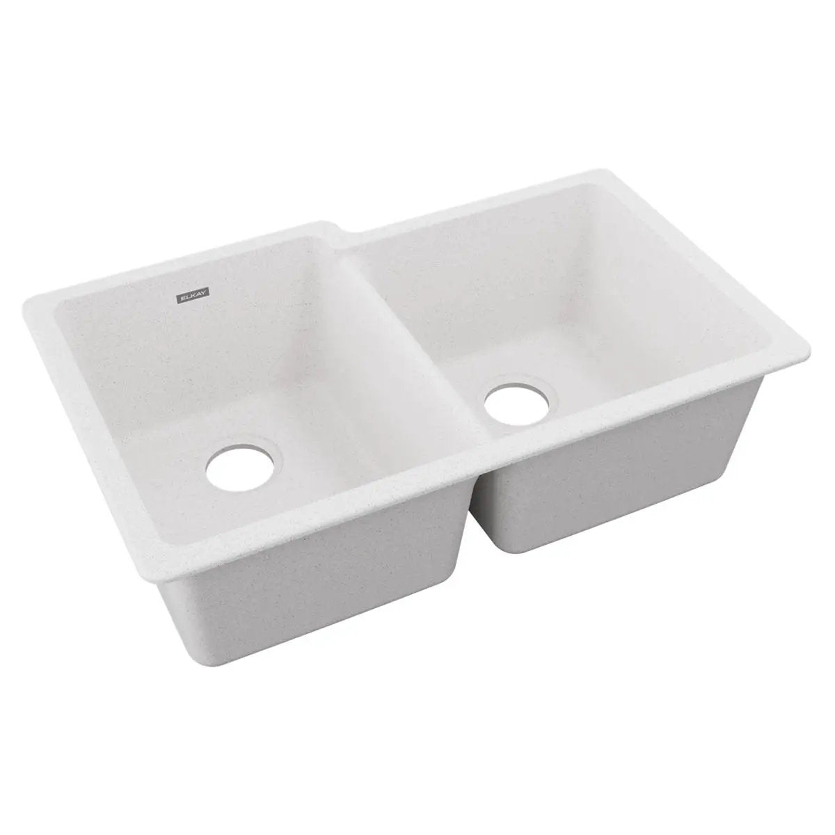 Elkay Quartz Classic 33" x 20-1/2" x 9-1/2" Offset Double Bowl Undermount Sink by Elkay