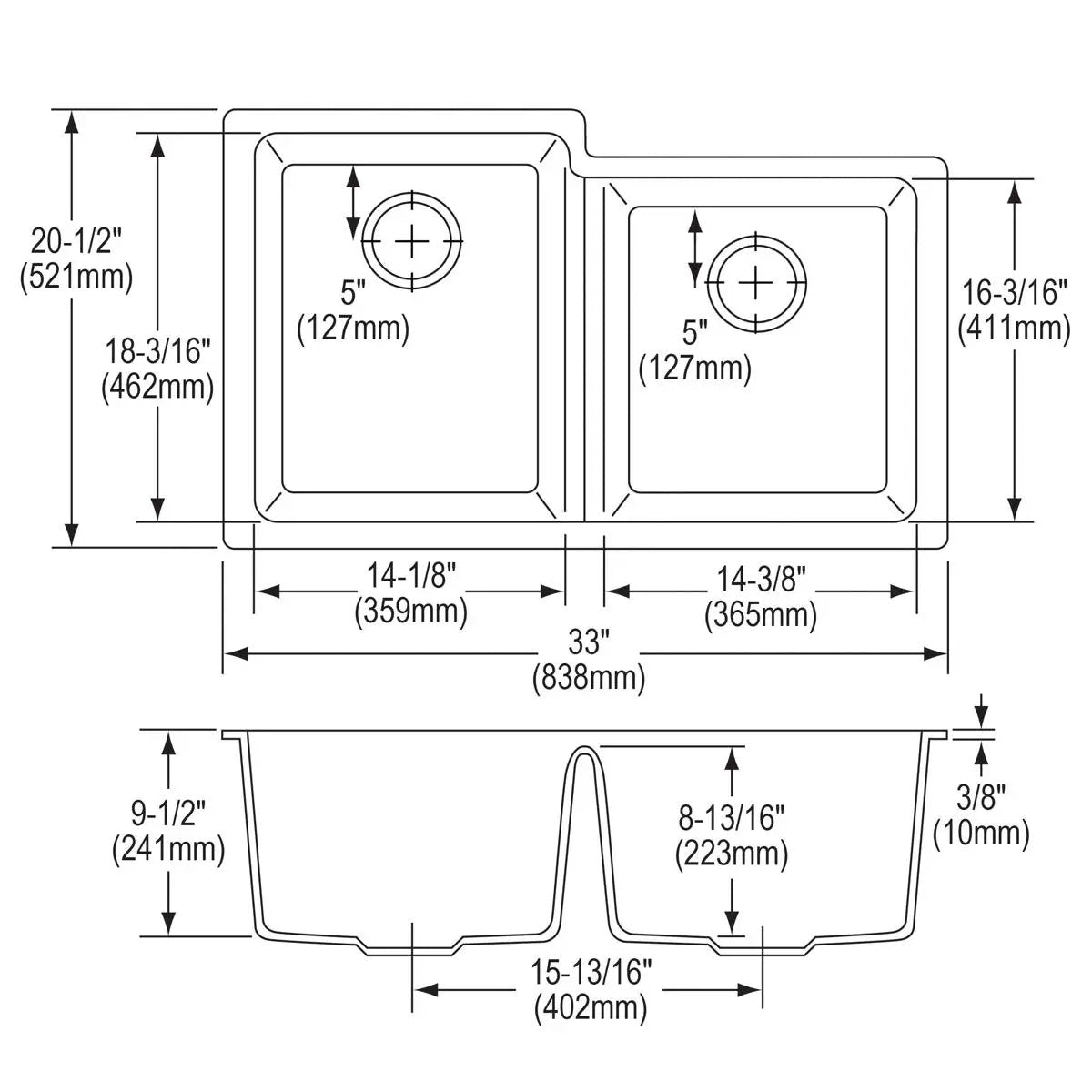 black double bowl undermount sink