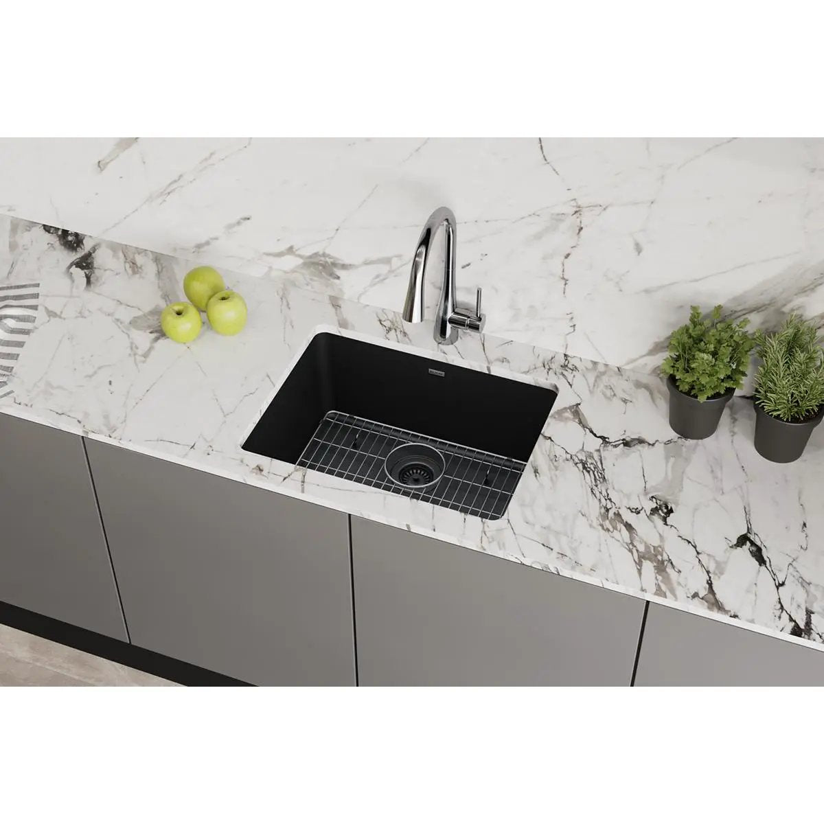 black single bowl undermount sink kit