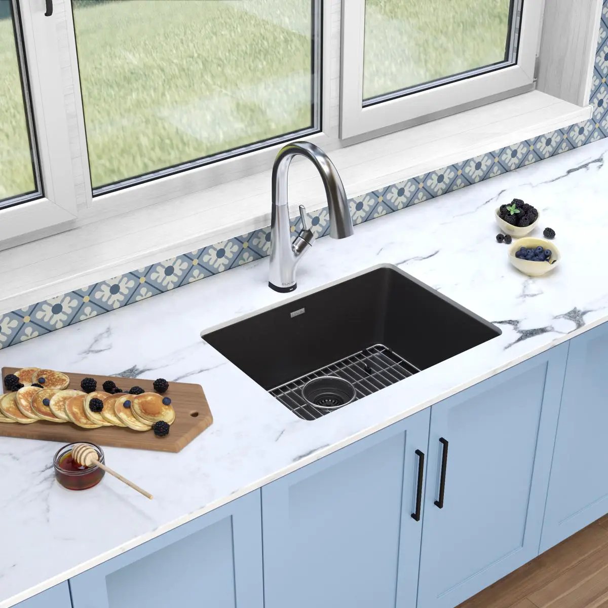 black single bowl undermount sink kit