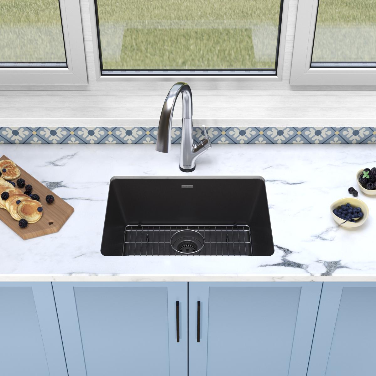black single bowl undermount sink kit