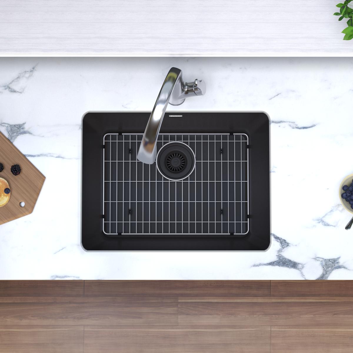 black single bowl undermount sink kit