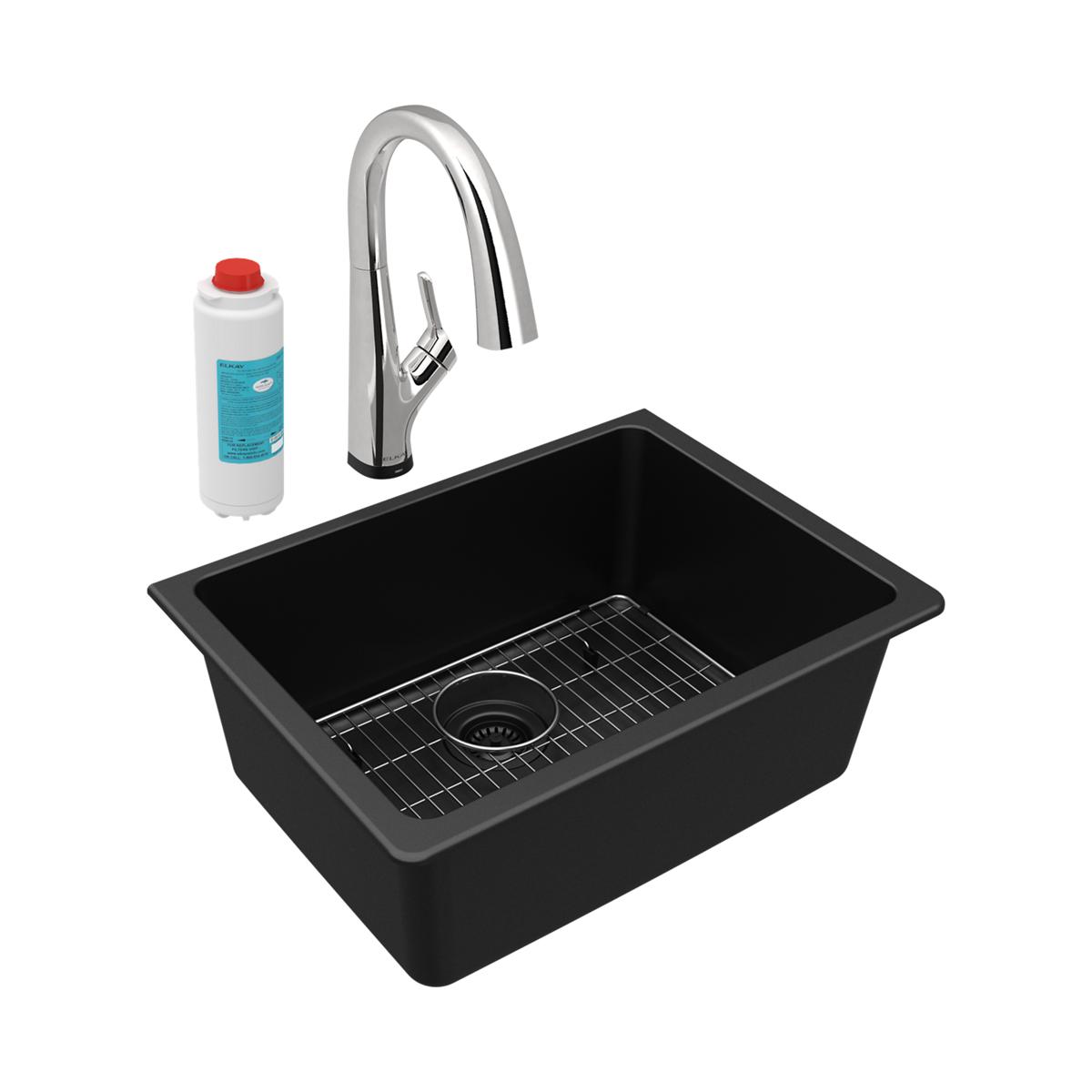 black single bowl undermount sink kit