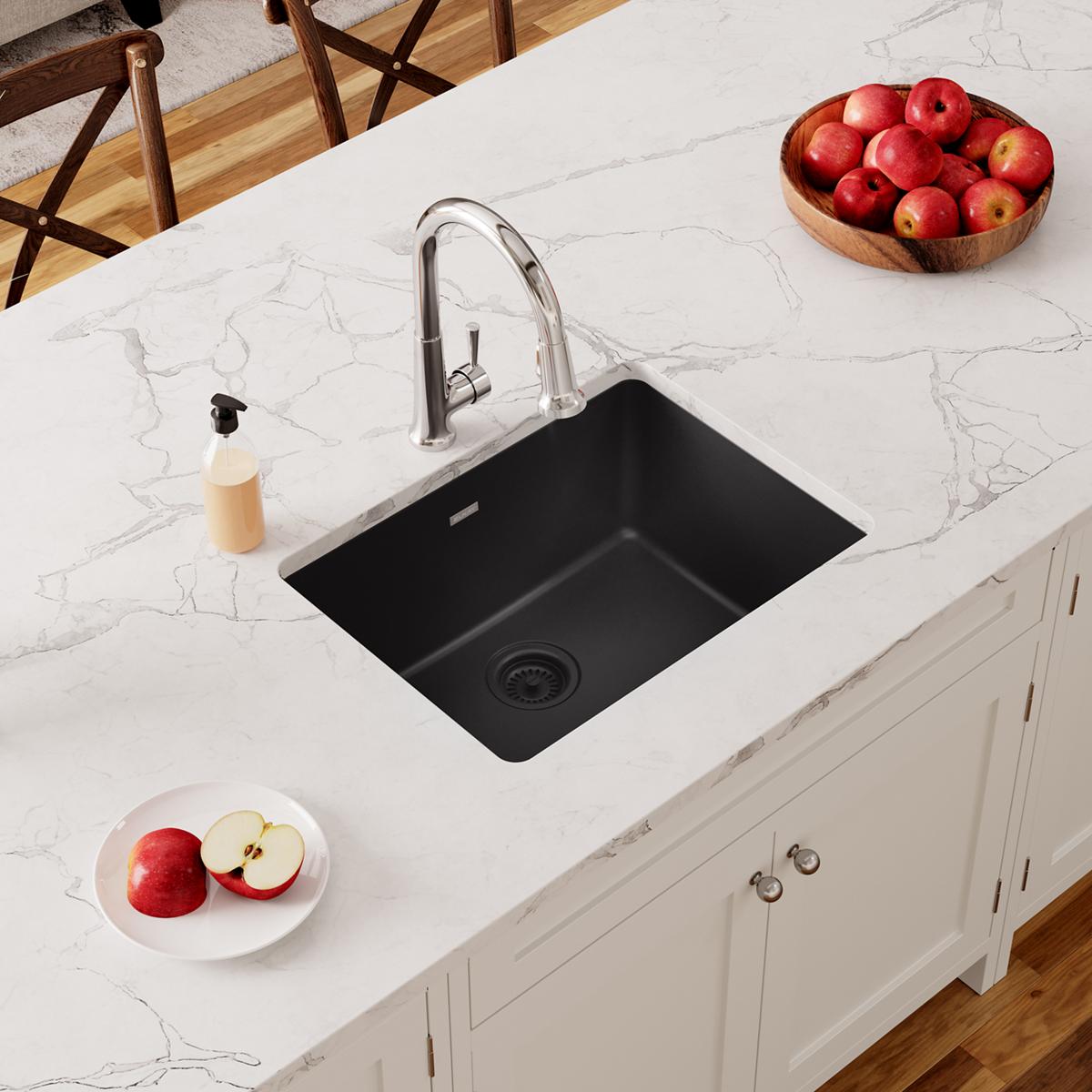 black single bowl undermount sink