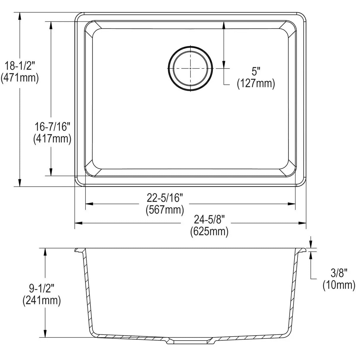 black single bowl undermount sink kit