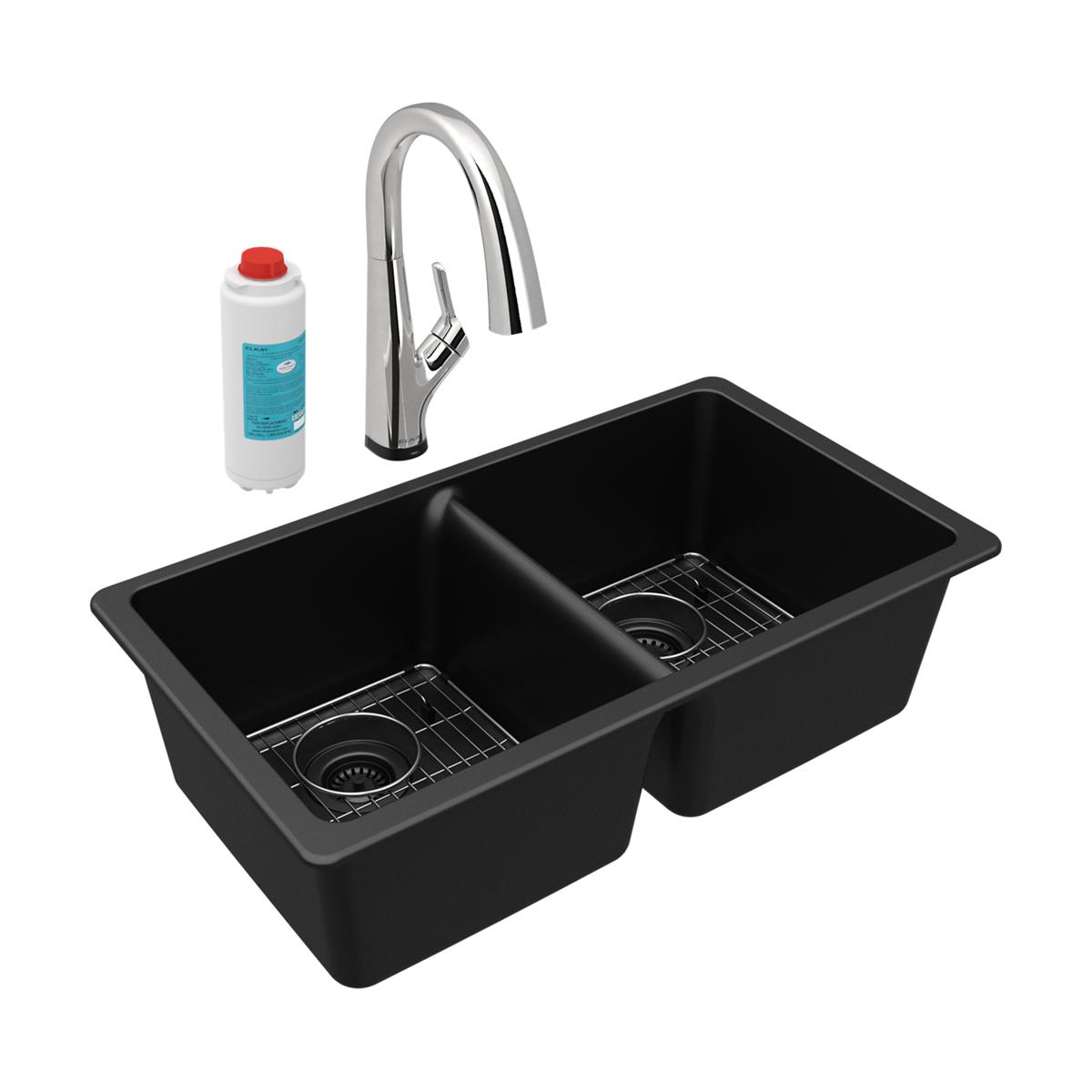 black equal double bowl undermount sink