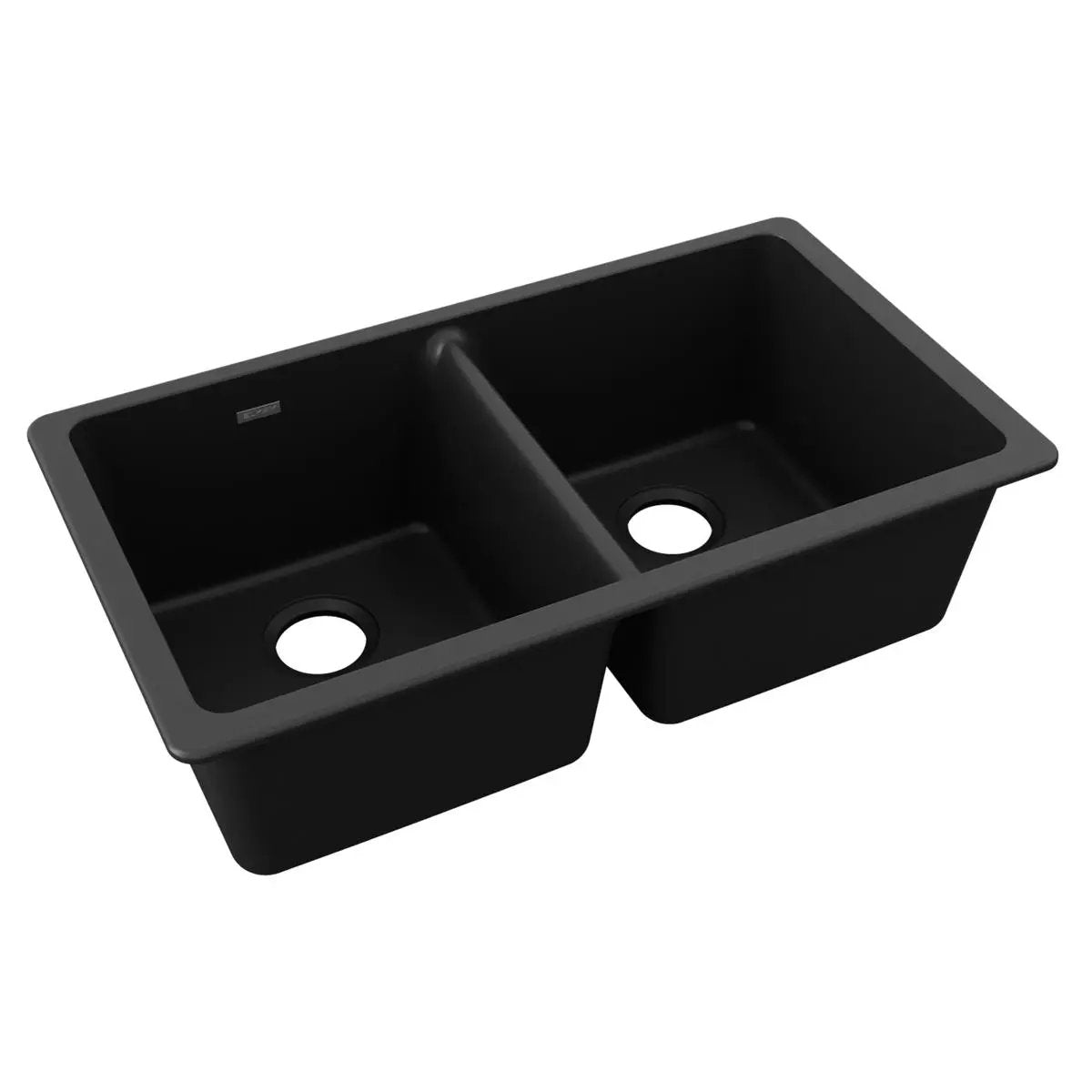 black equal double bowl undermount sink