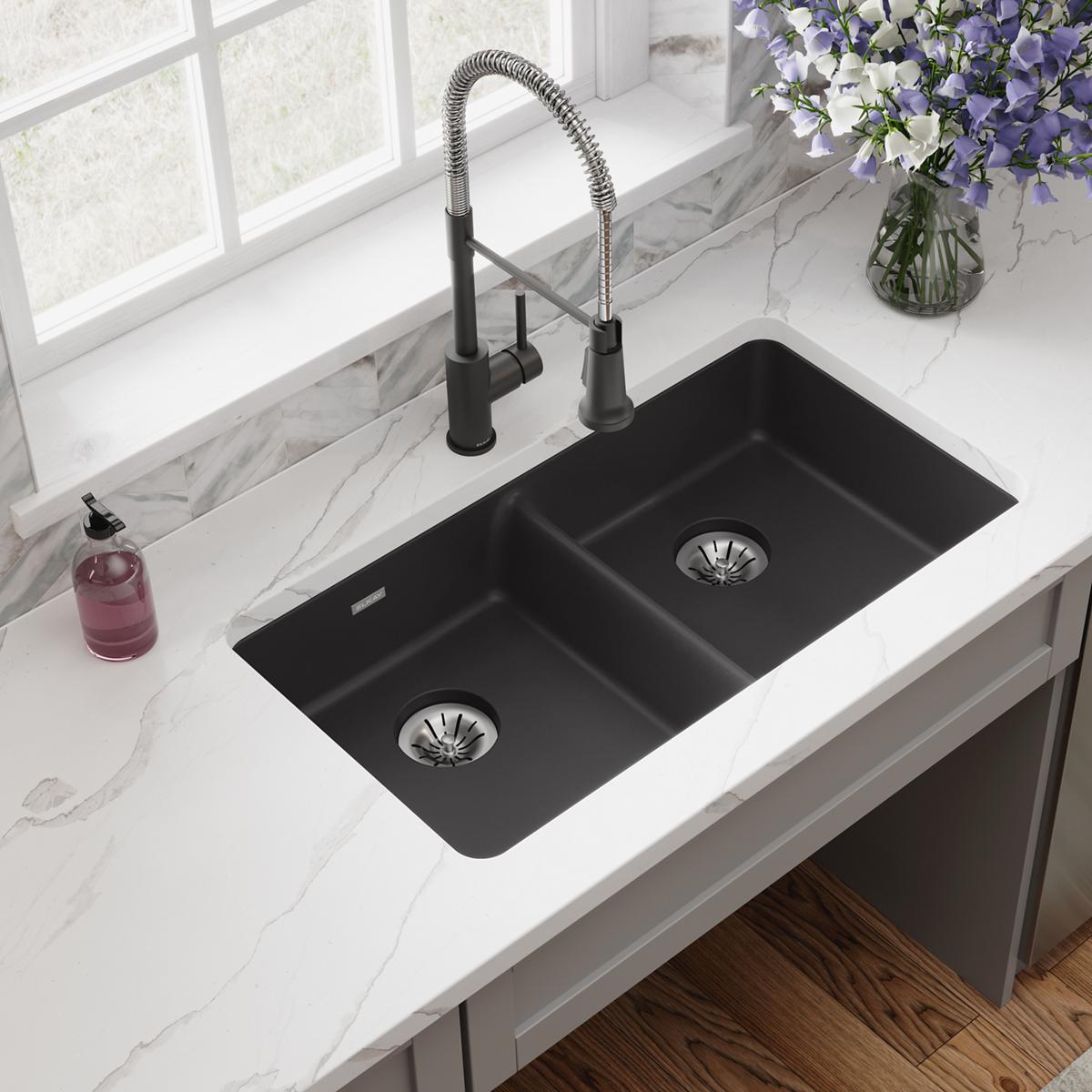 black double bowl undermount ada sink