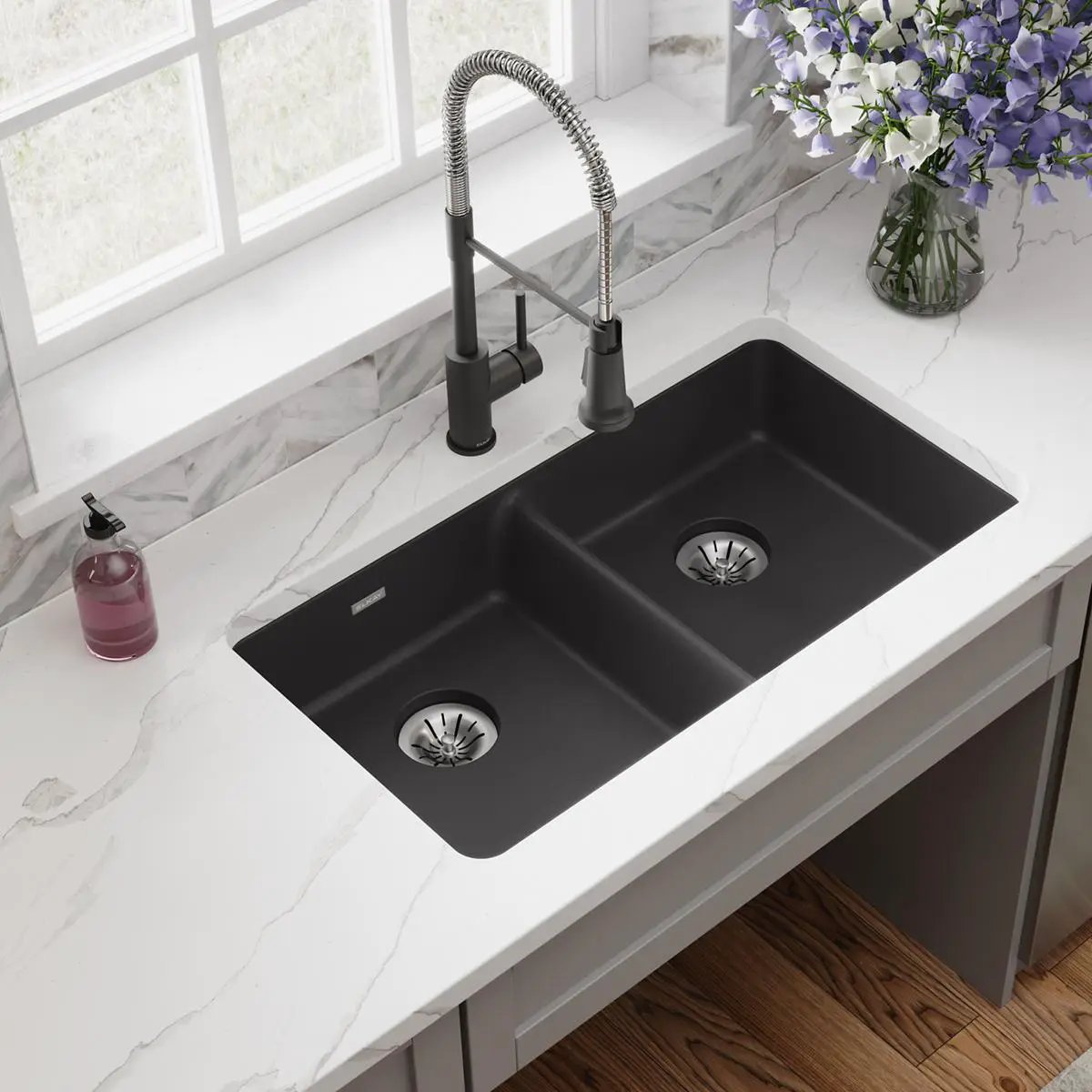 black double bowl undermount ada sink