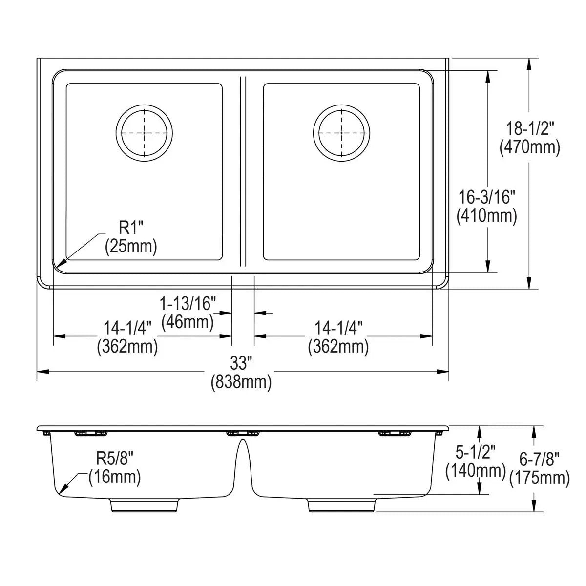 black double bowl undermount ada sink