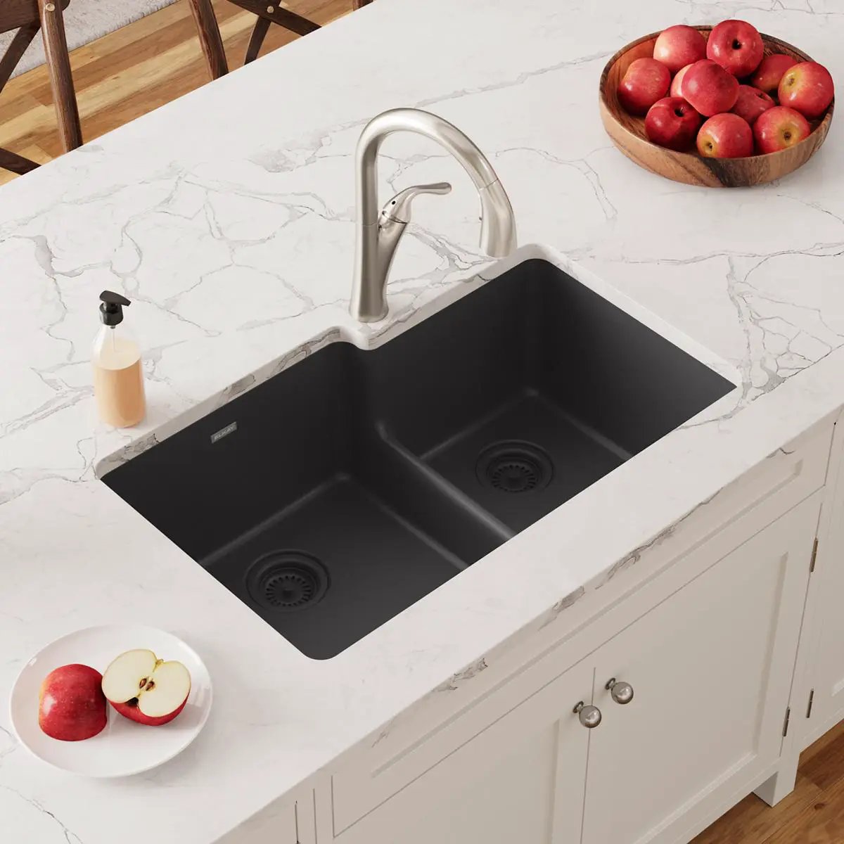 black double bowl undermount sink