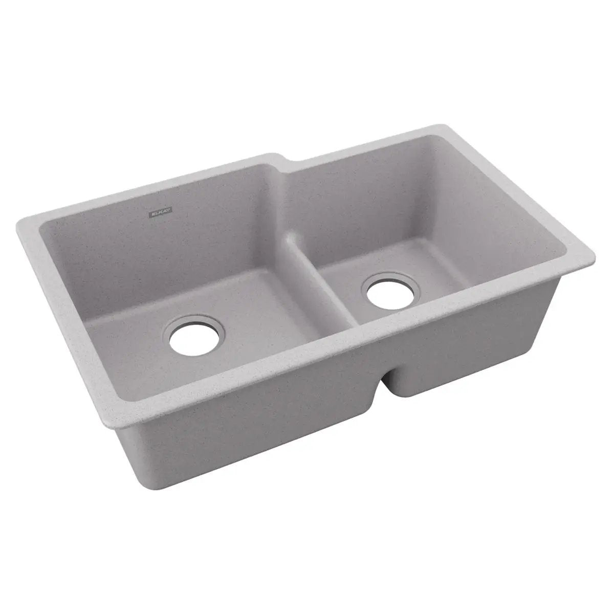 Elkay Quartz Classic 33" x 20-1/2" x 9-1/2" Offset 60/40 Double Bowl Undermount Sink with Aqua Divide by Elkay