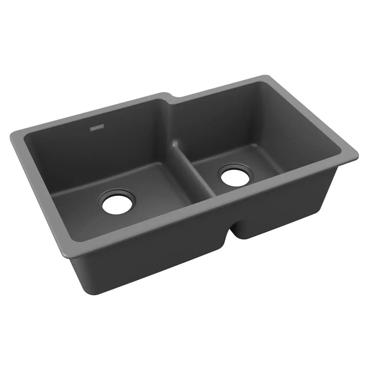 Elkay Quartz Classic 33" x 20-1/2" x 9-1/2" Offset 60/40 Double Bowl Undermount Sink with Aqua Divide by Elkay