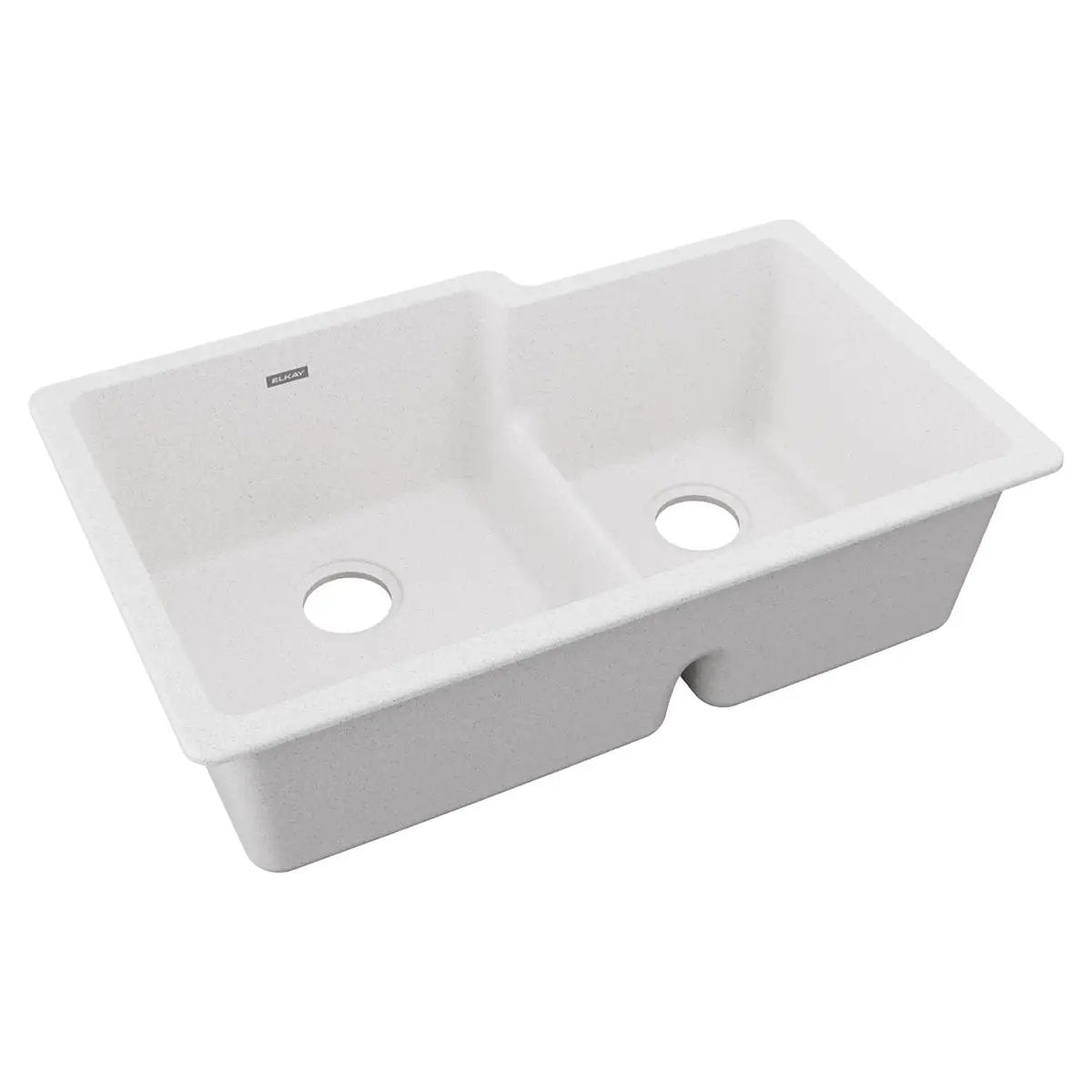 Elkay Quartz Classic 33" x 20-1/2" x 9-1/2" Offset 60/40 Double Bowl Undermount Sink with Aqua Divide by Elkay