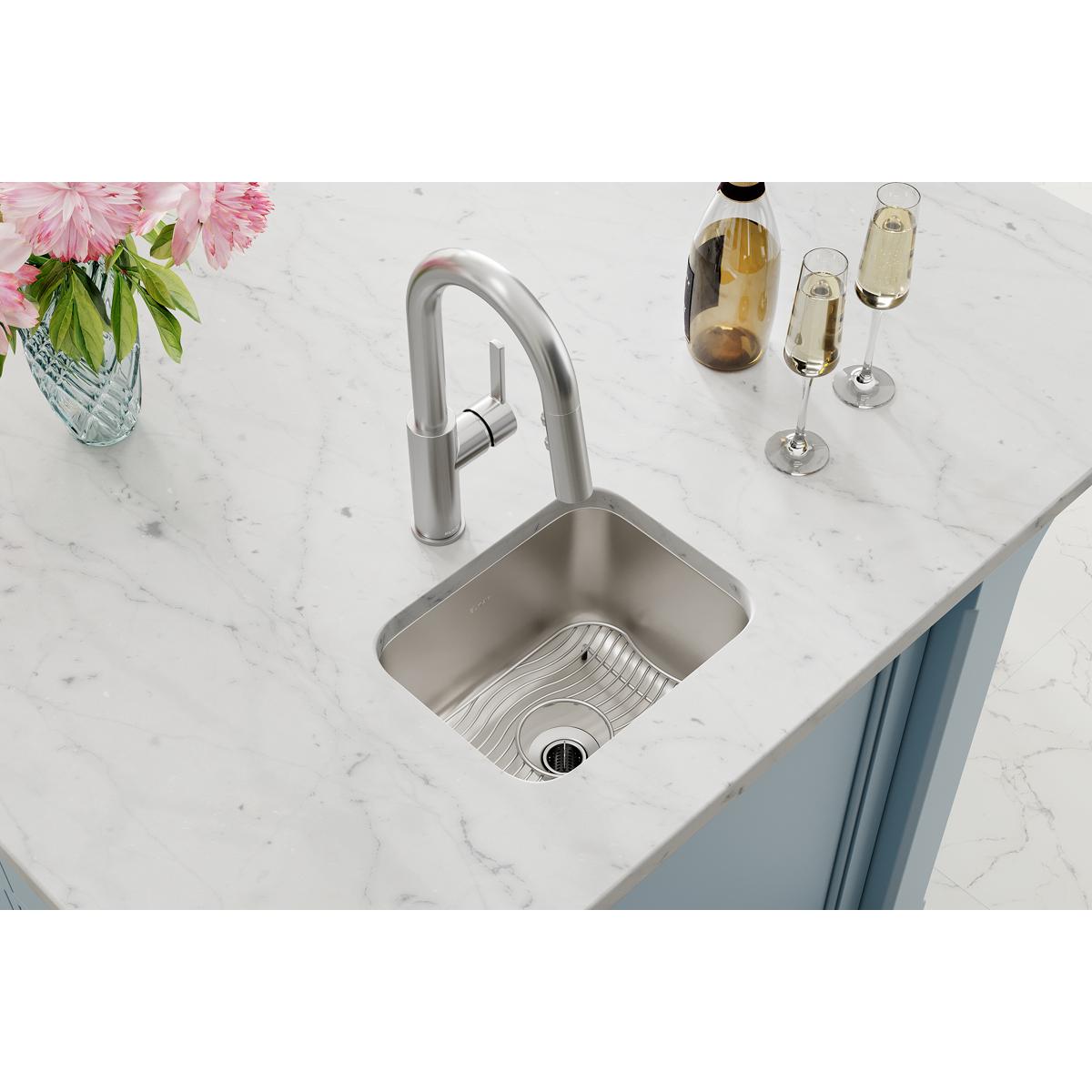 lustrous satin single bowl undermount bar sink kit