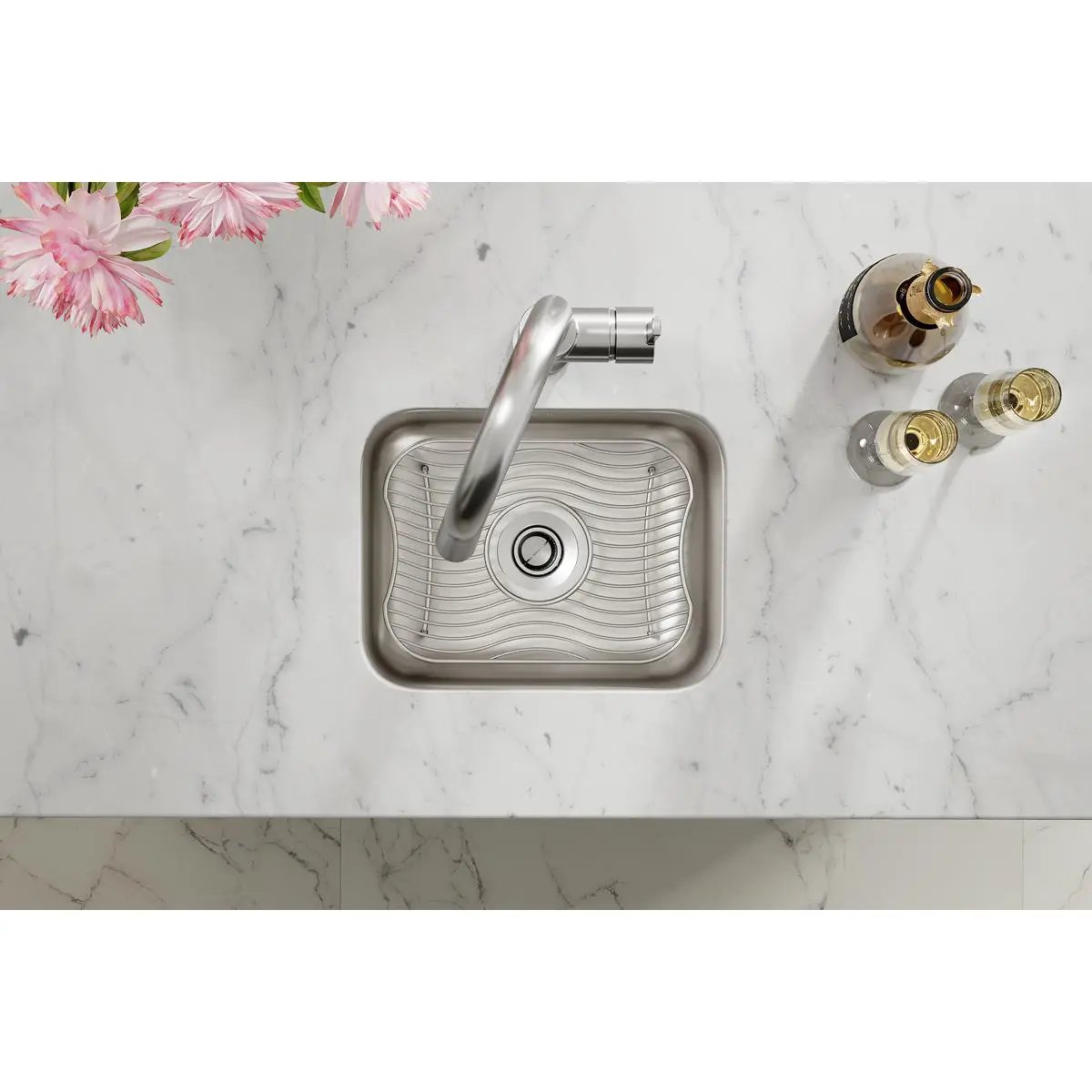 lustrous satin single bowl undermount bar sink kit