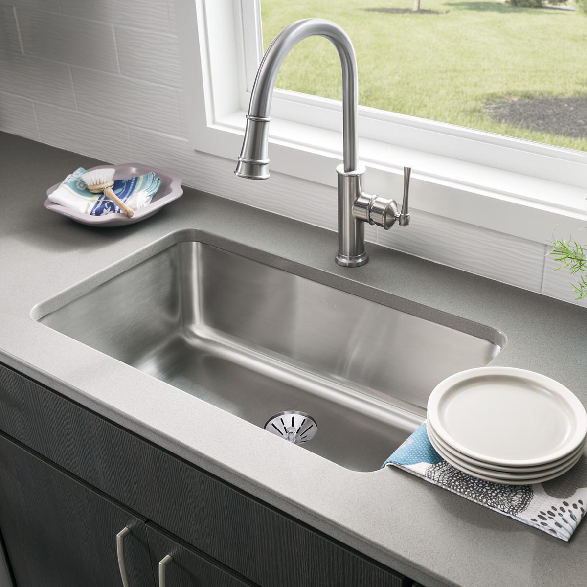 lustrous satin single bowl undermount sink kit