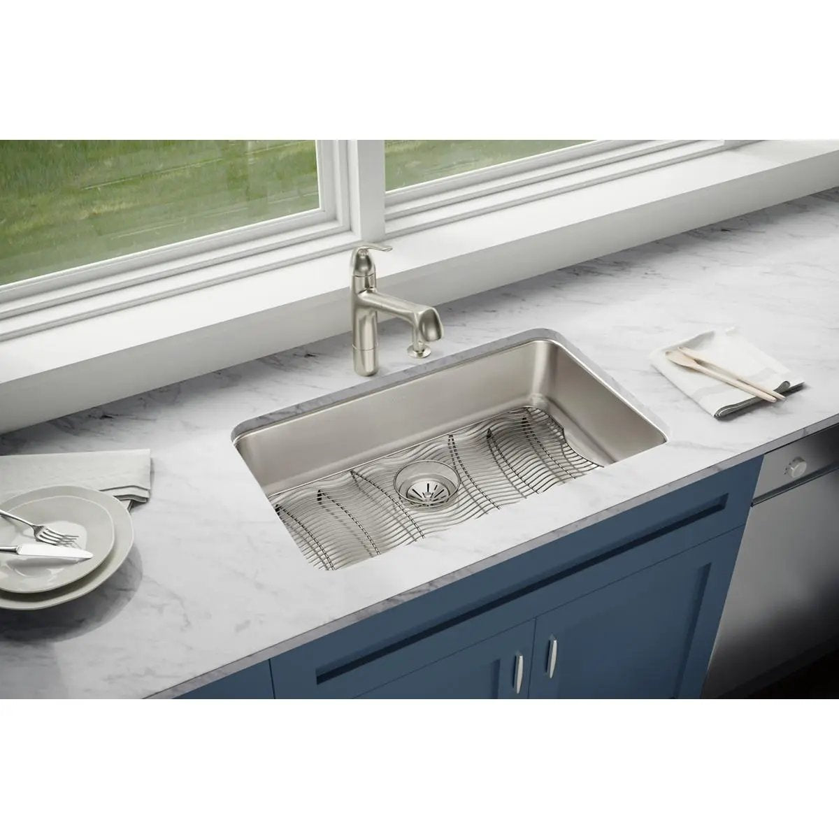 lustrous satin single bowl undermount sink kit