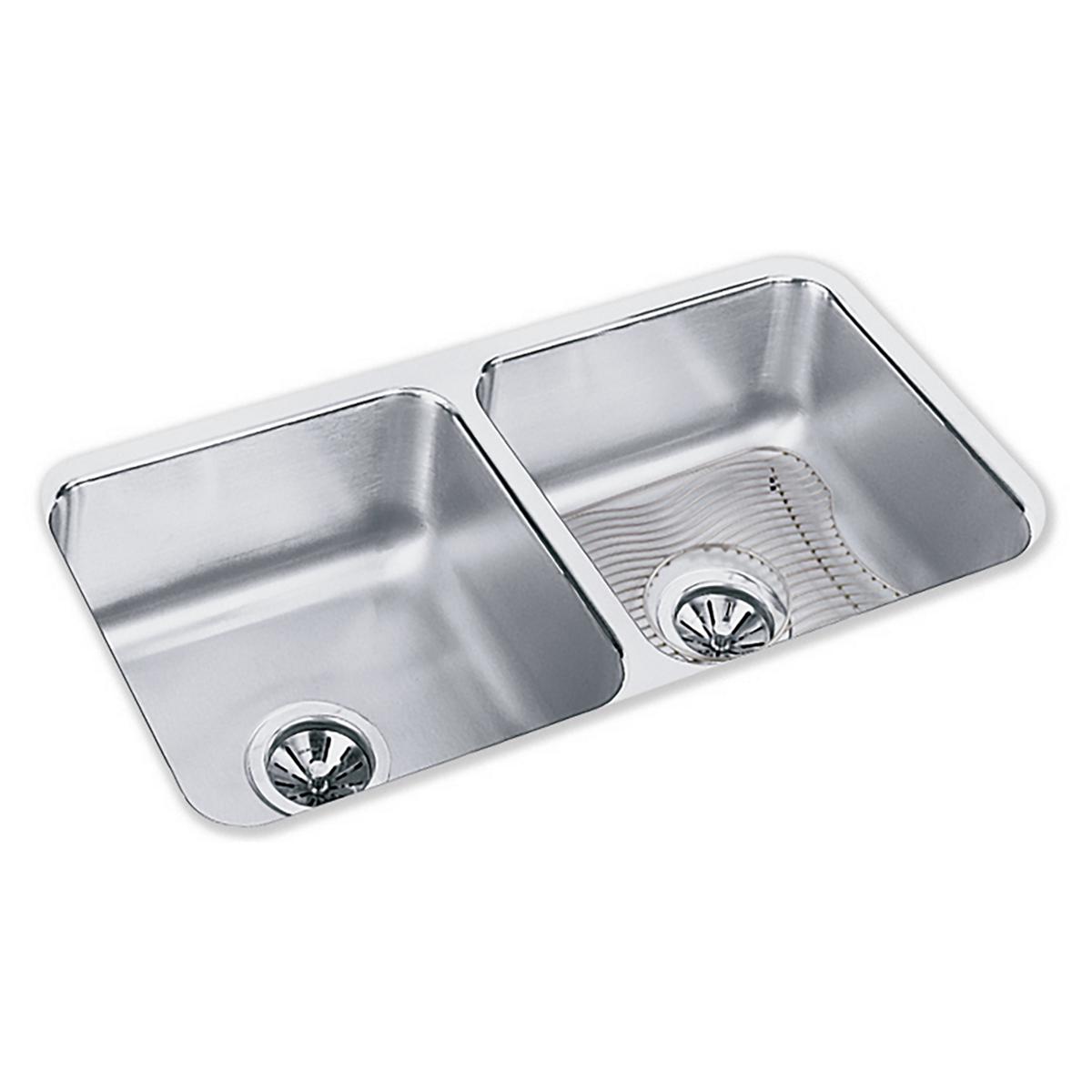 lustrous satin double bowl undermount sink kit