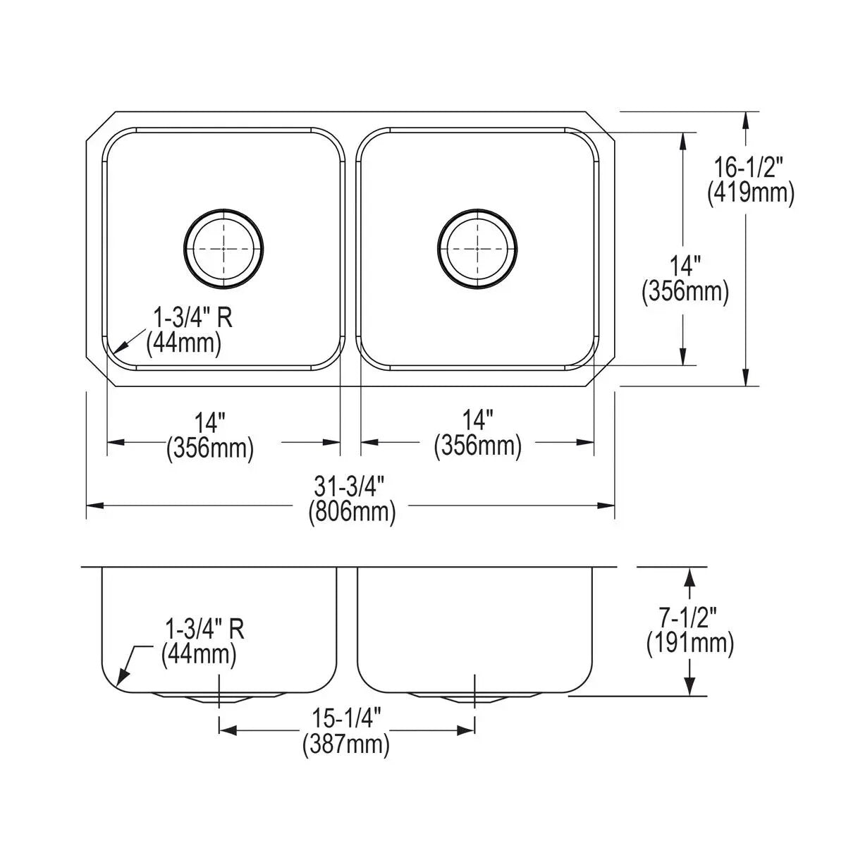 lustrous satin double bowl undermount sink
