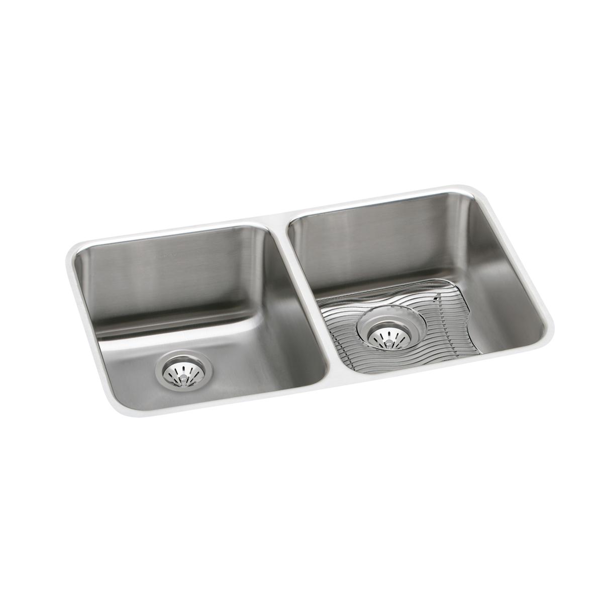 lustrous satin double bowl undermount sink kit