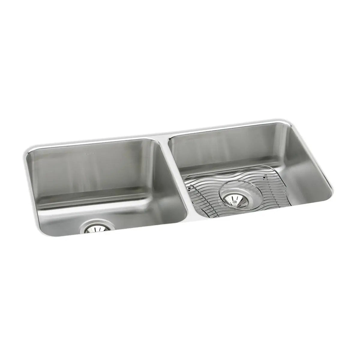 lustrous satin double bowl undermount sink kit