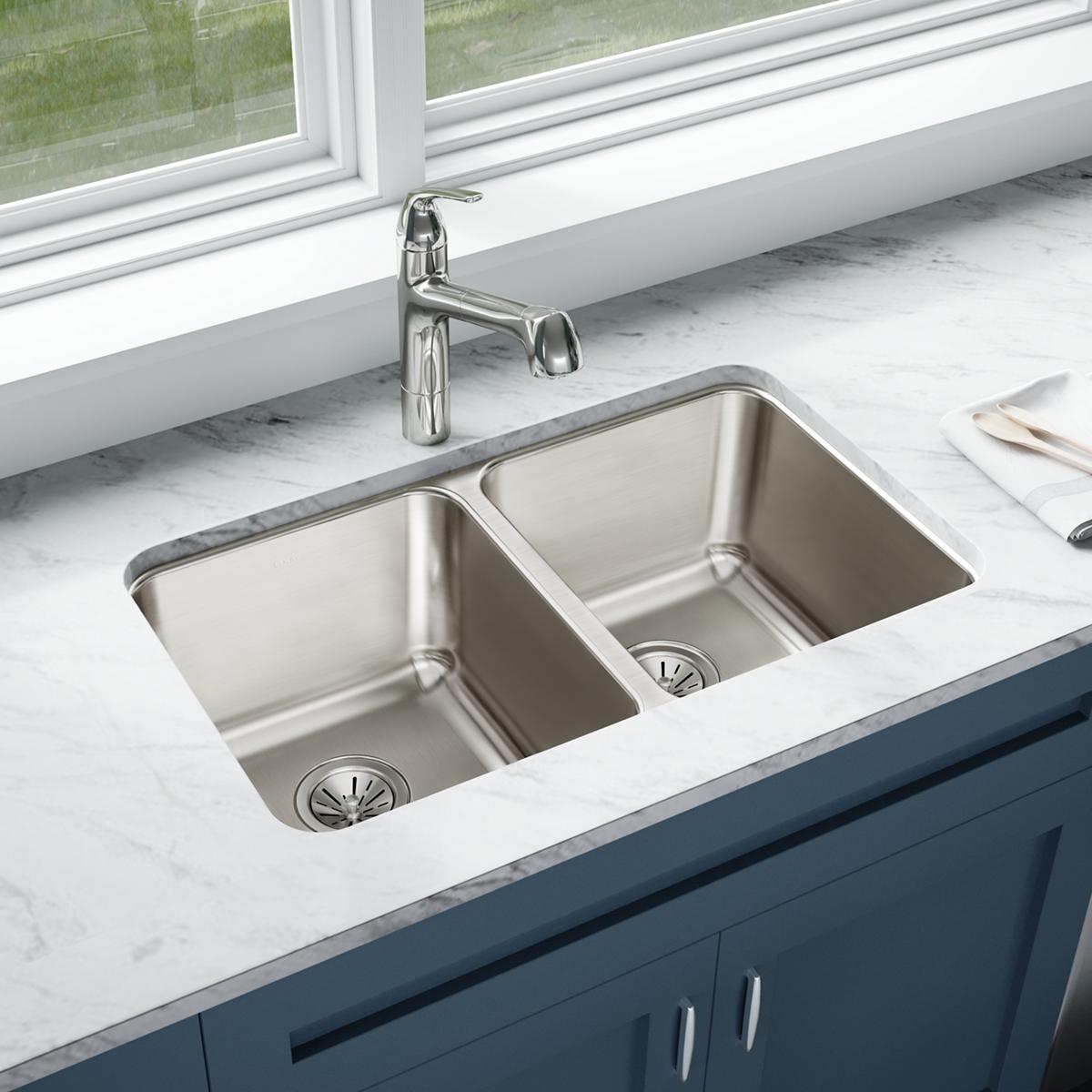 lustrous satin double bowl undermount sink