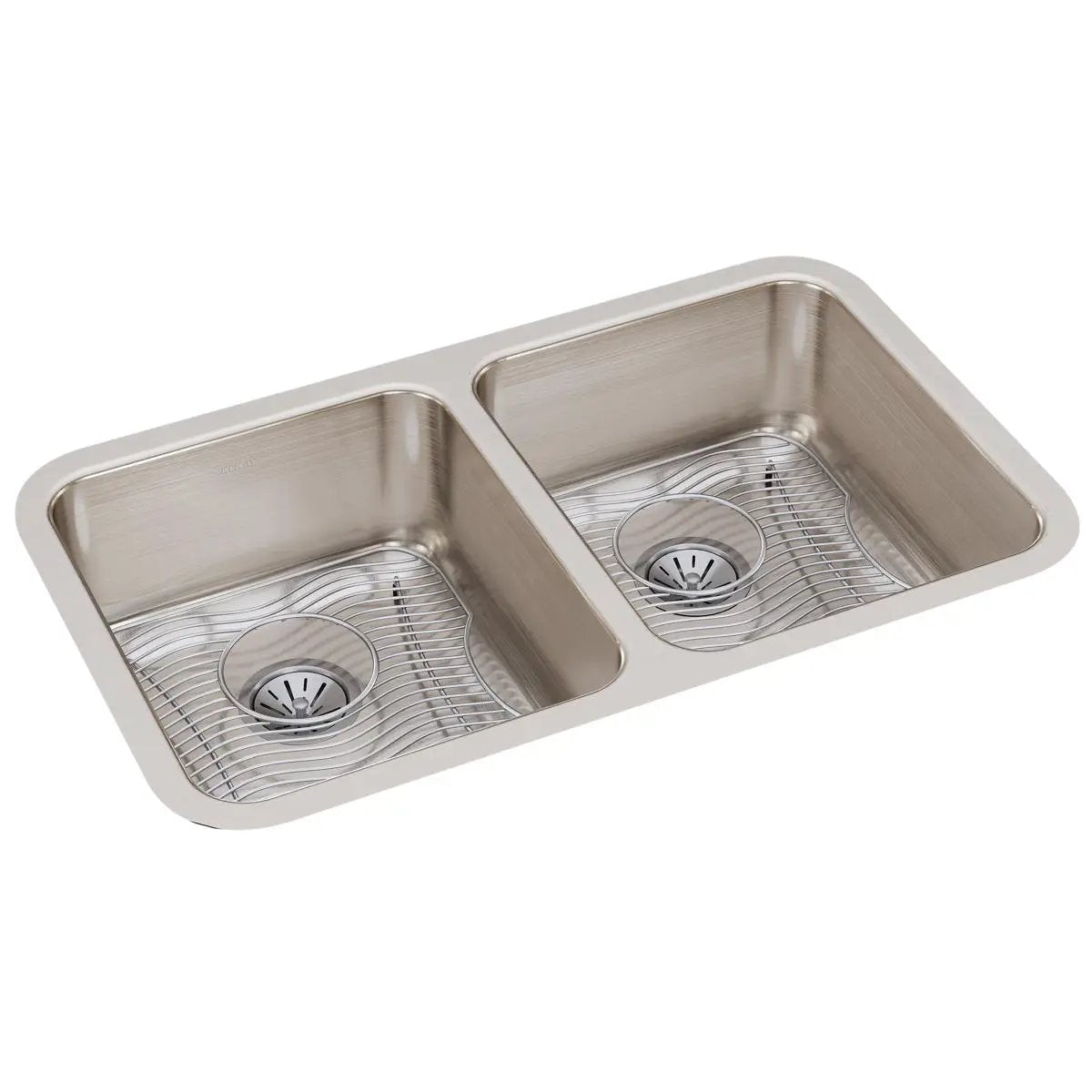 lustrous satin double bowl undermount sink kit