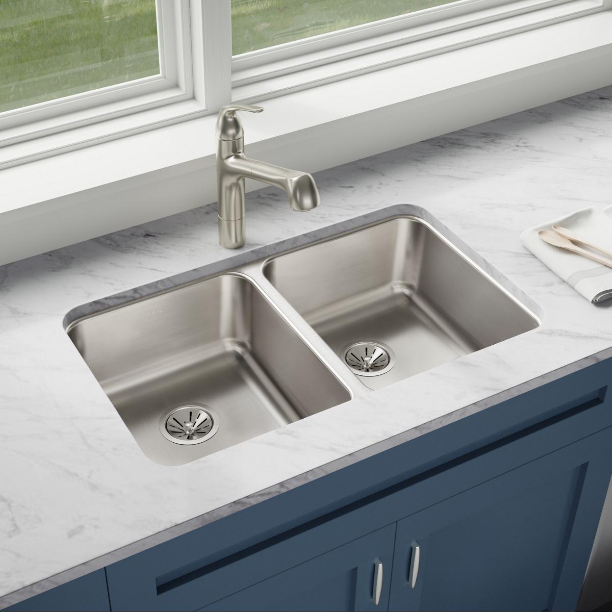 lustrous satin double bowl undermount sink