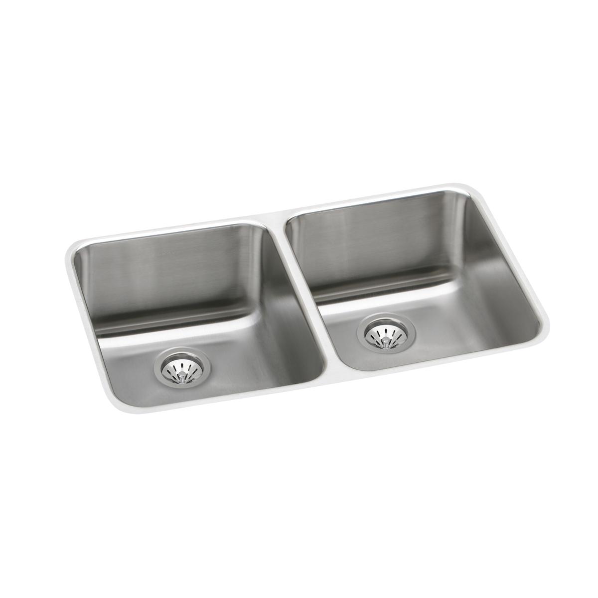 lustrous satin double bowl undermount sink kit