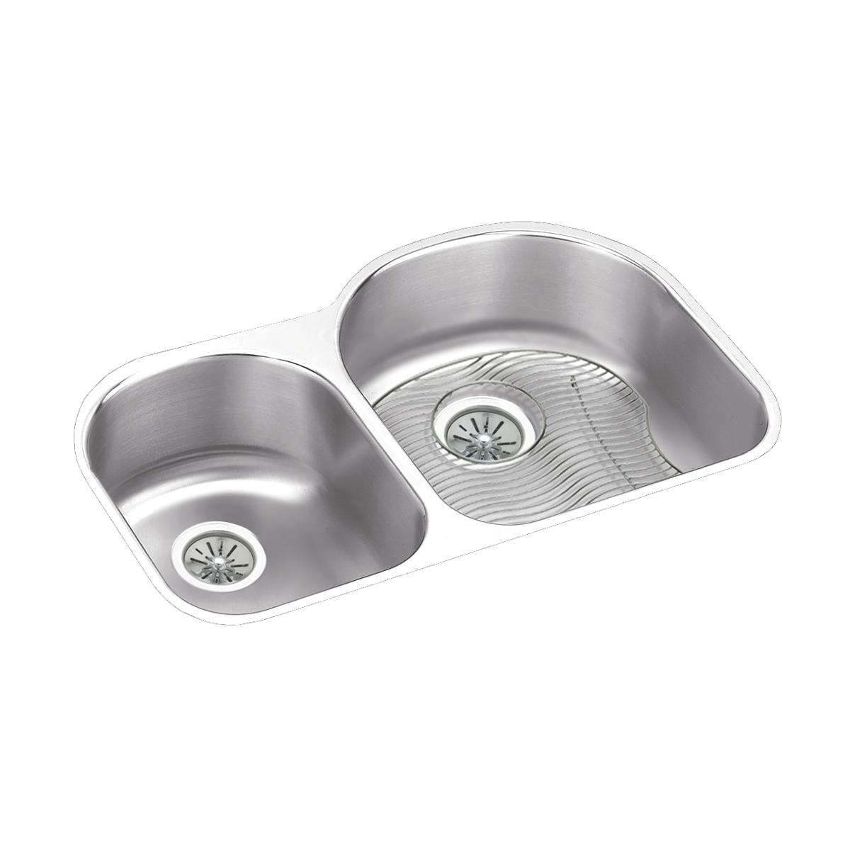 lustrous satin double bowl undermount sink kit