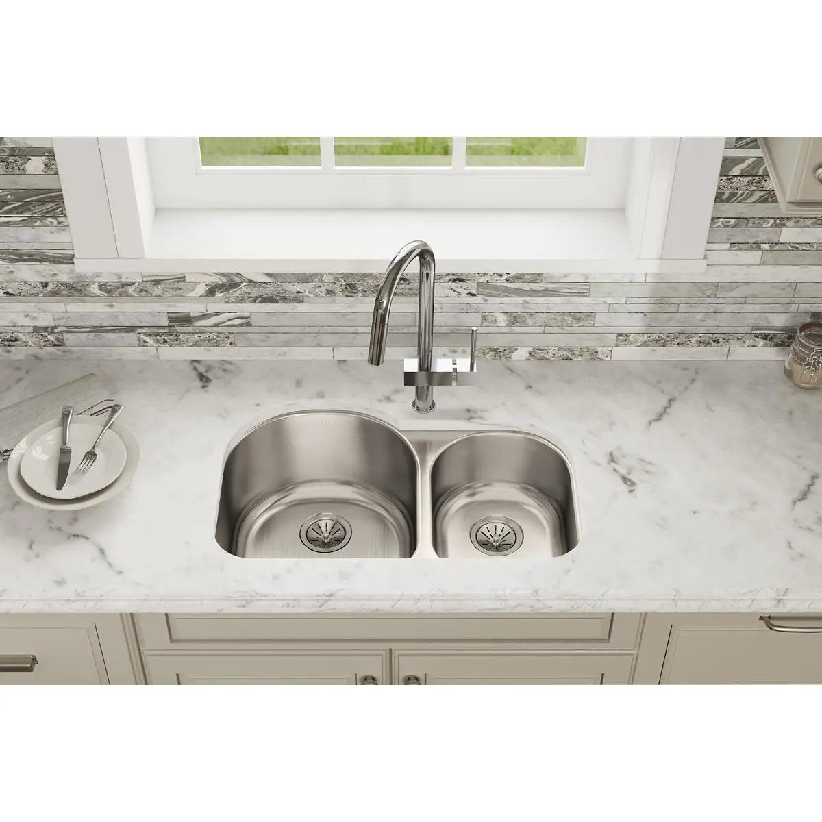 lustrous satin double bowl undermount sink