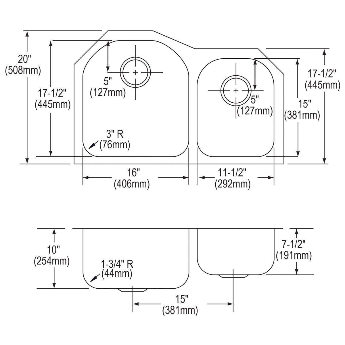 lustrous satin double bowl undermount sink kit