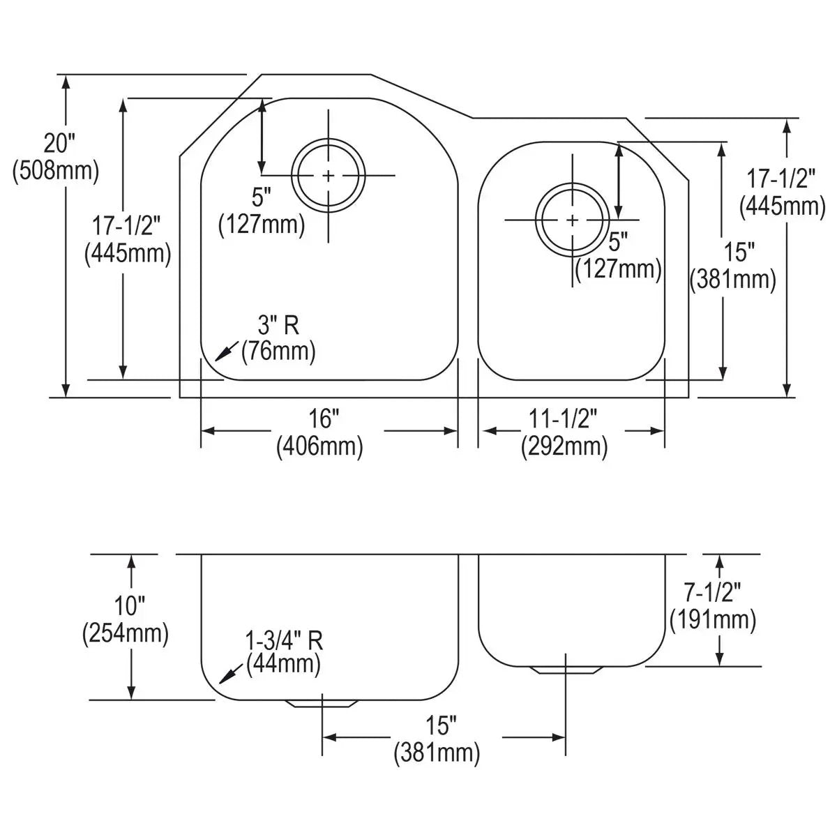 lustrous satin double bowl undermount sink kit