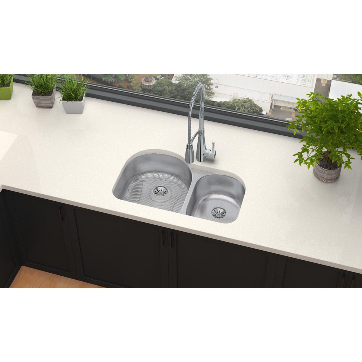 lustrous satin double undermount sink