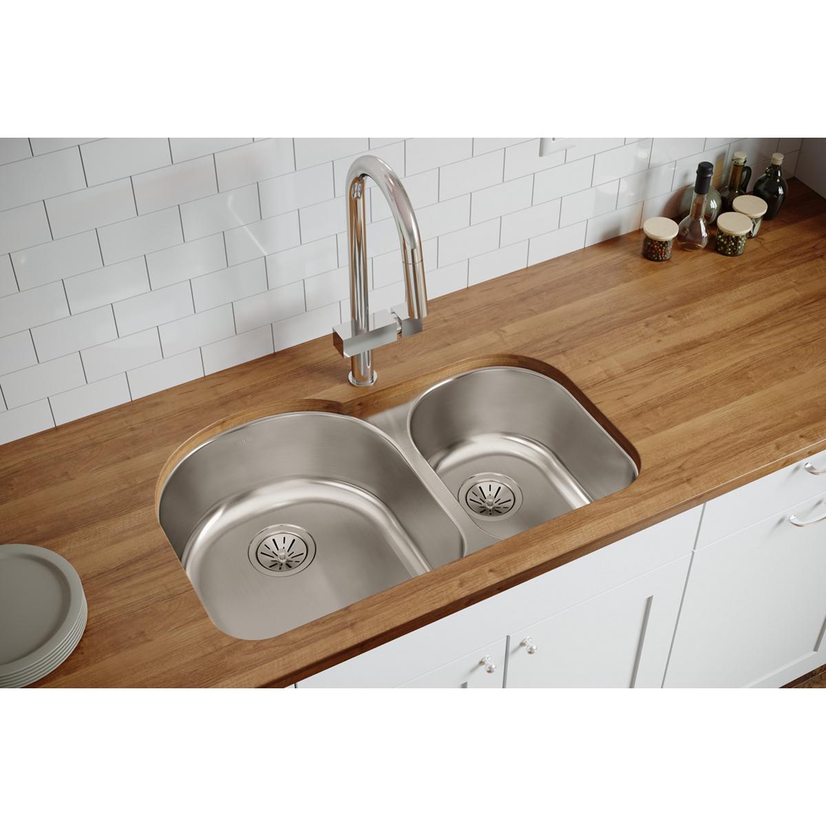 lustrous satin double bowl undermount sink
