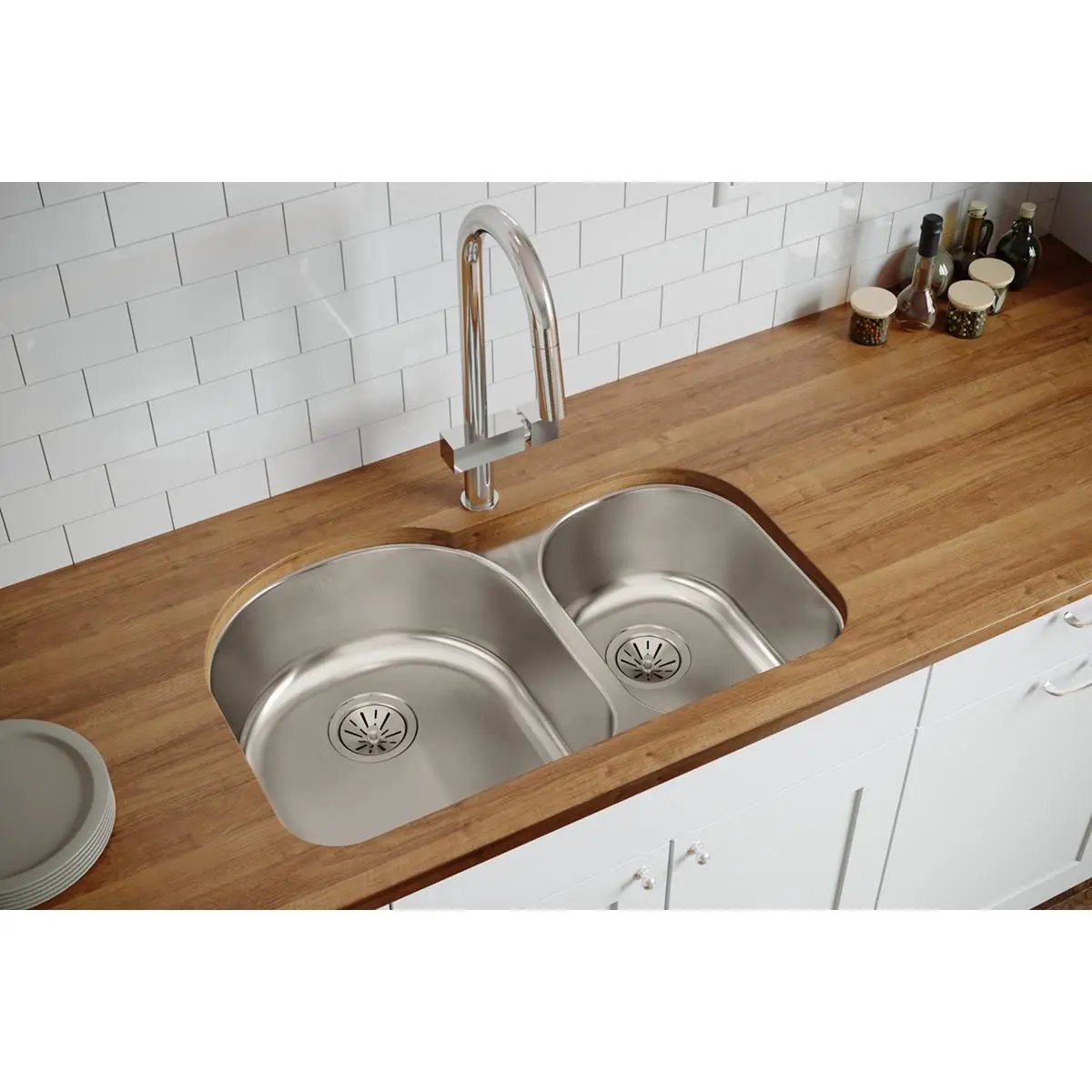 lustrous satin double bowl undermount sink