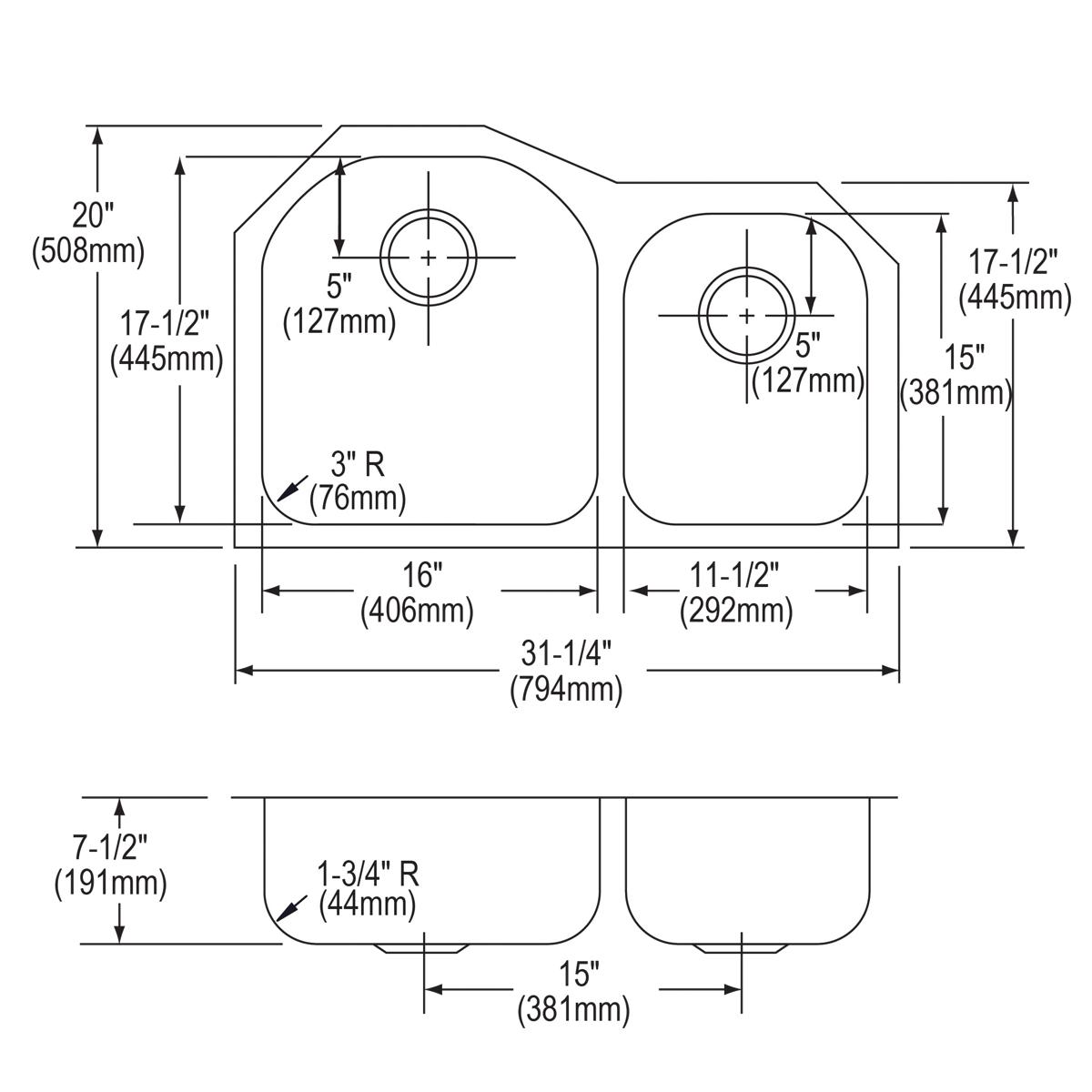 lustrous satin double bowl undermount sink kit