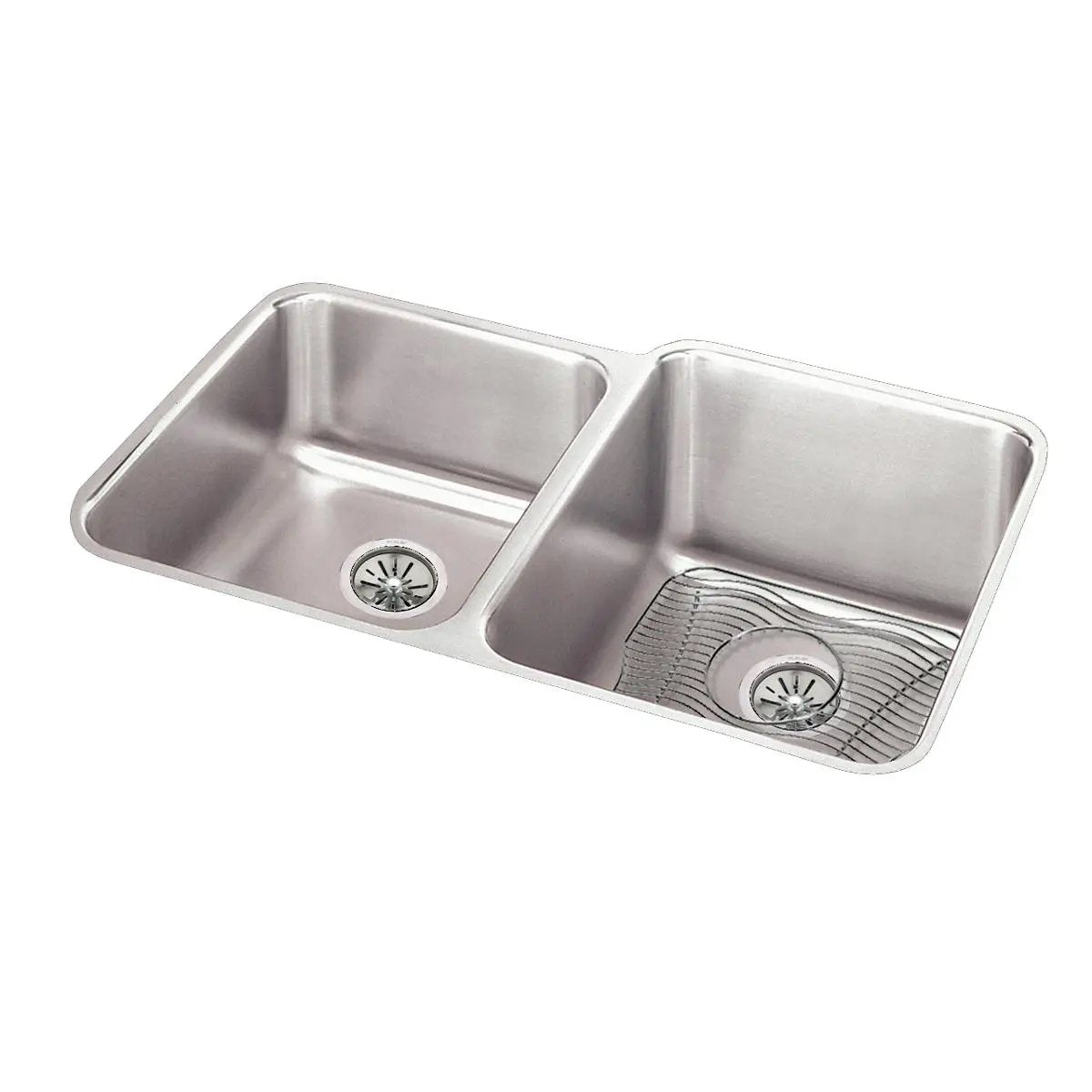 lustrous satin double bowl undermount sink kit