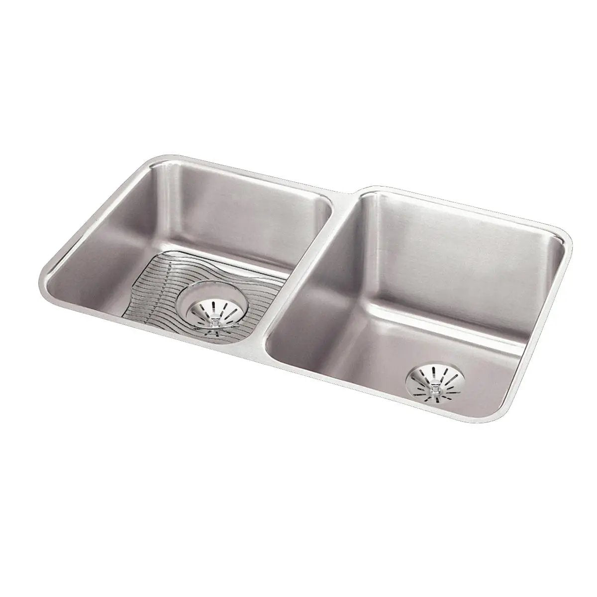 lustrous satin double bowl undermount sink kit