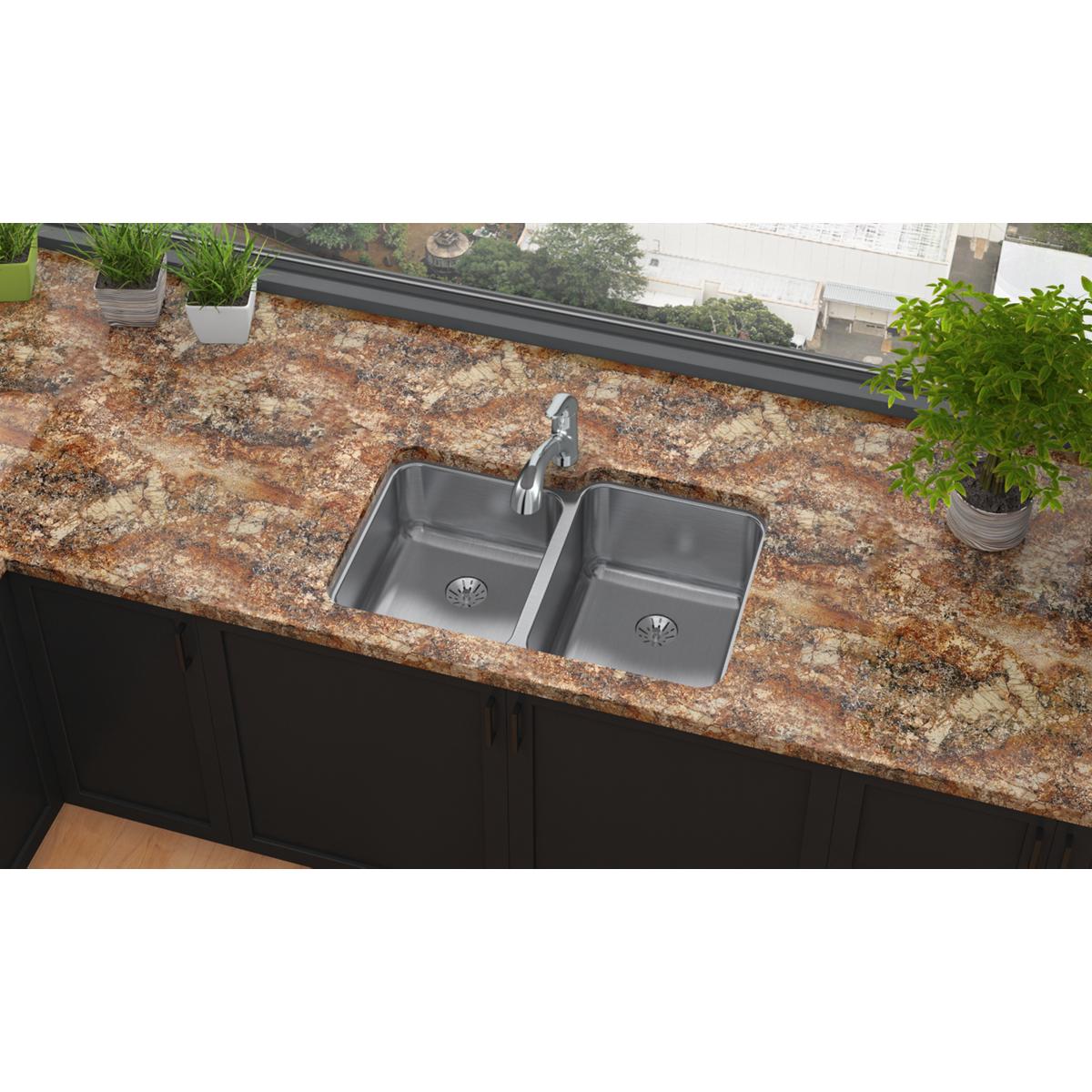 lustrous satin double bowl undermount sink
