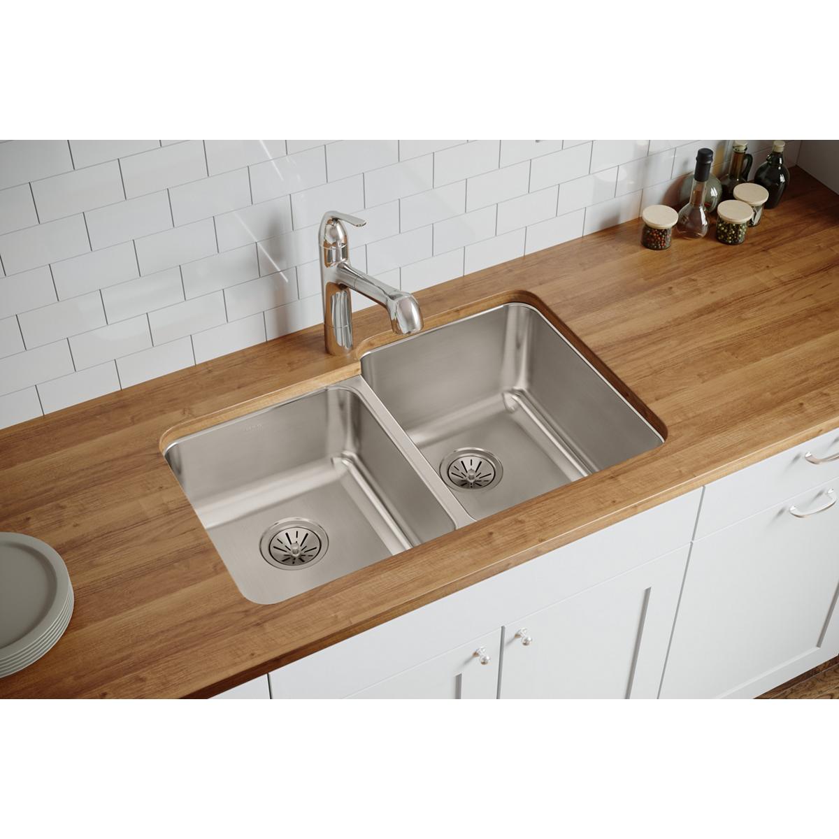 lustrous satin double bowl undermount sink