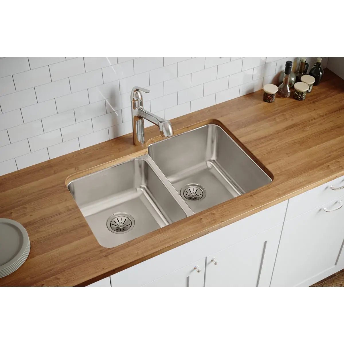 lustrous satin double bowl undermount sink