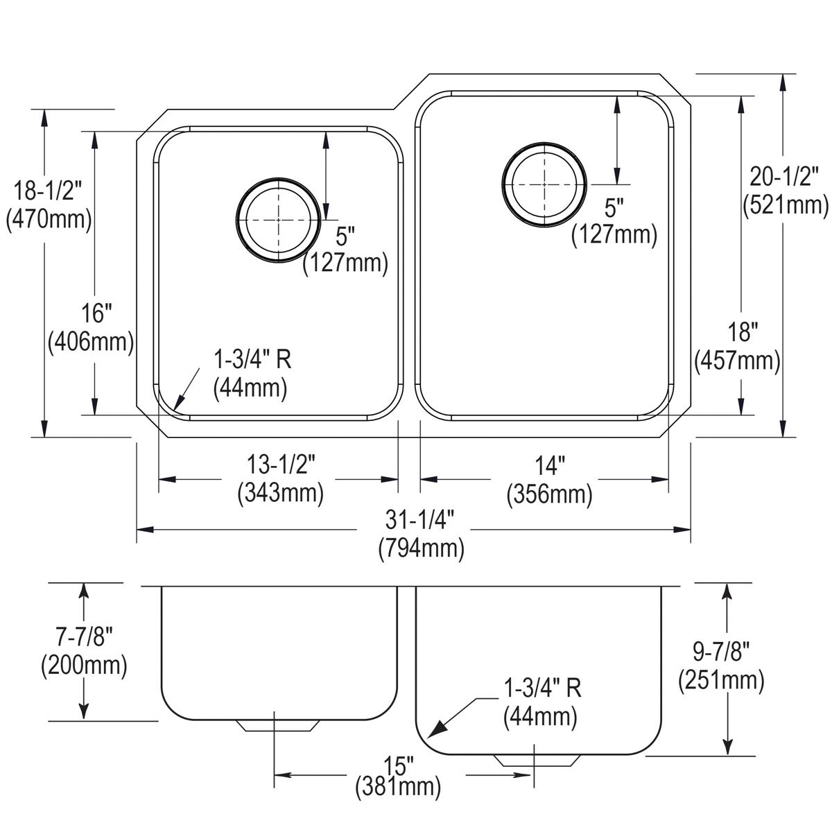 lustrous satin double bowl undermount sink kit