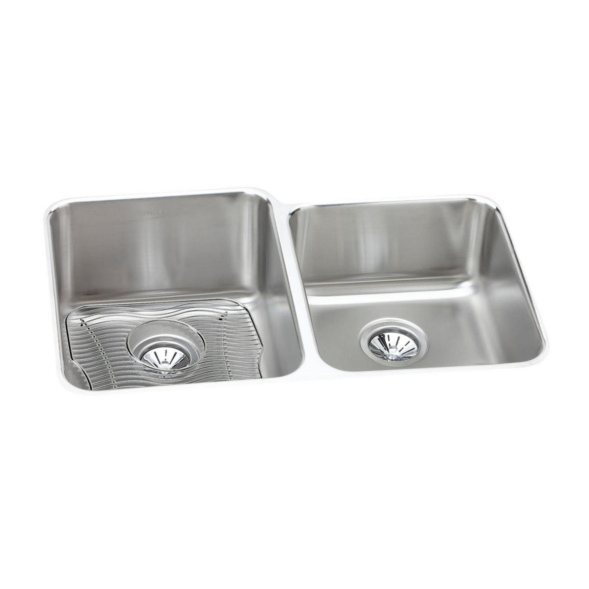 lustrous satin double bowl undermount sink kit
