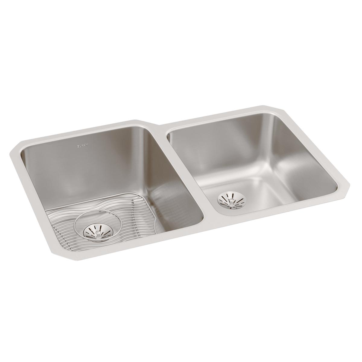 lustrous satin double bowl undermount sink kit