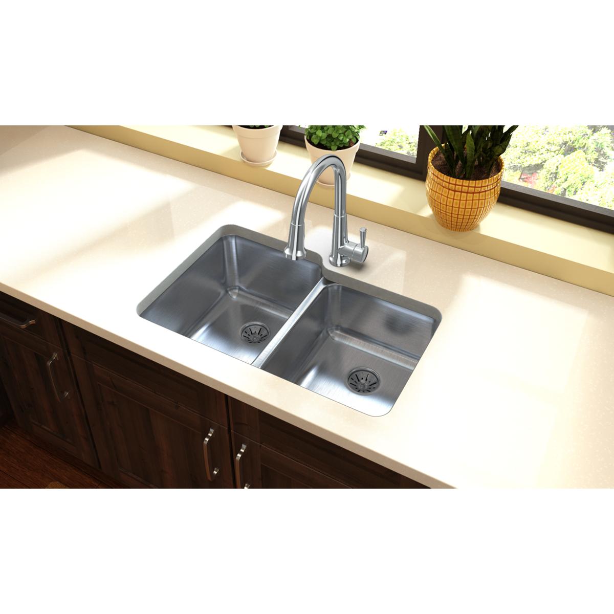 lustrous satin double bowl undermount sink