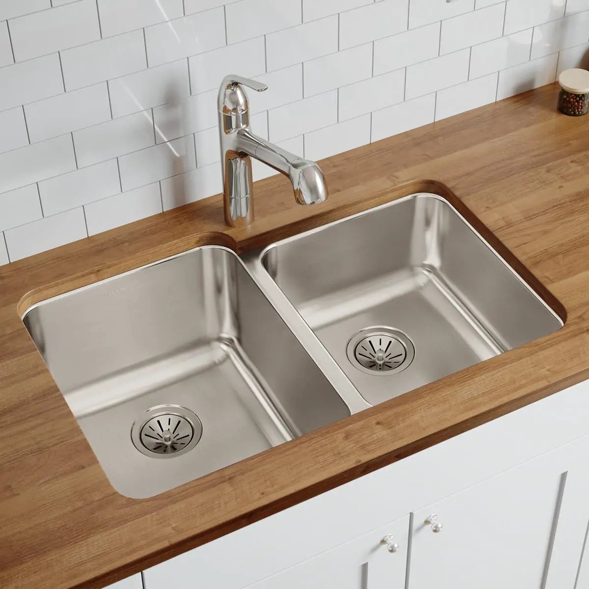 lustrous satin double bowl undermount sink