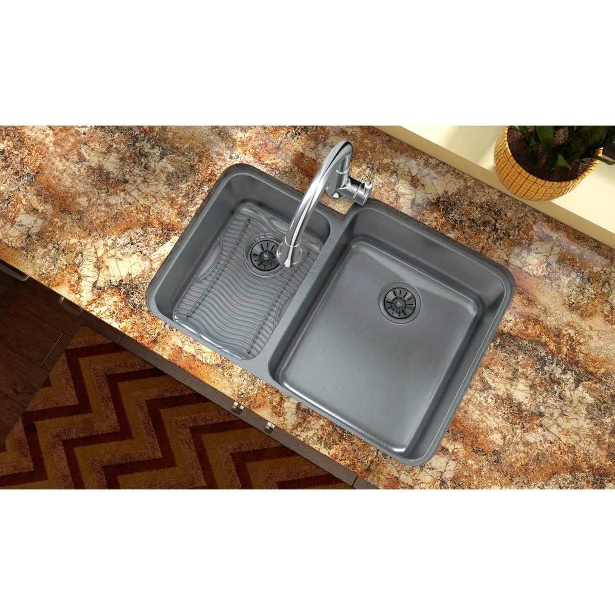lustrous satin double bowl undermount sink
