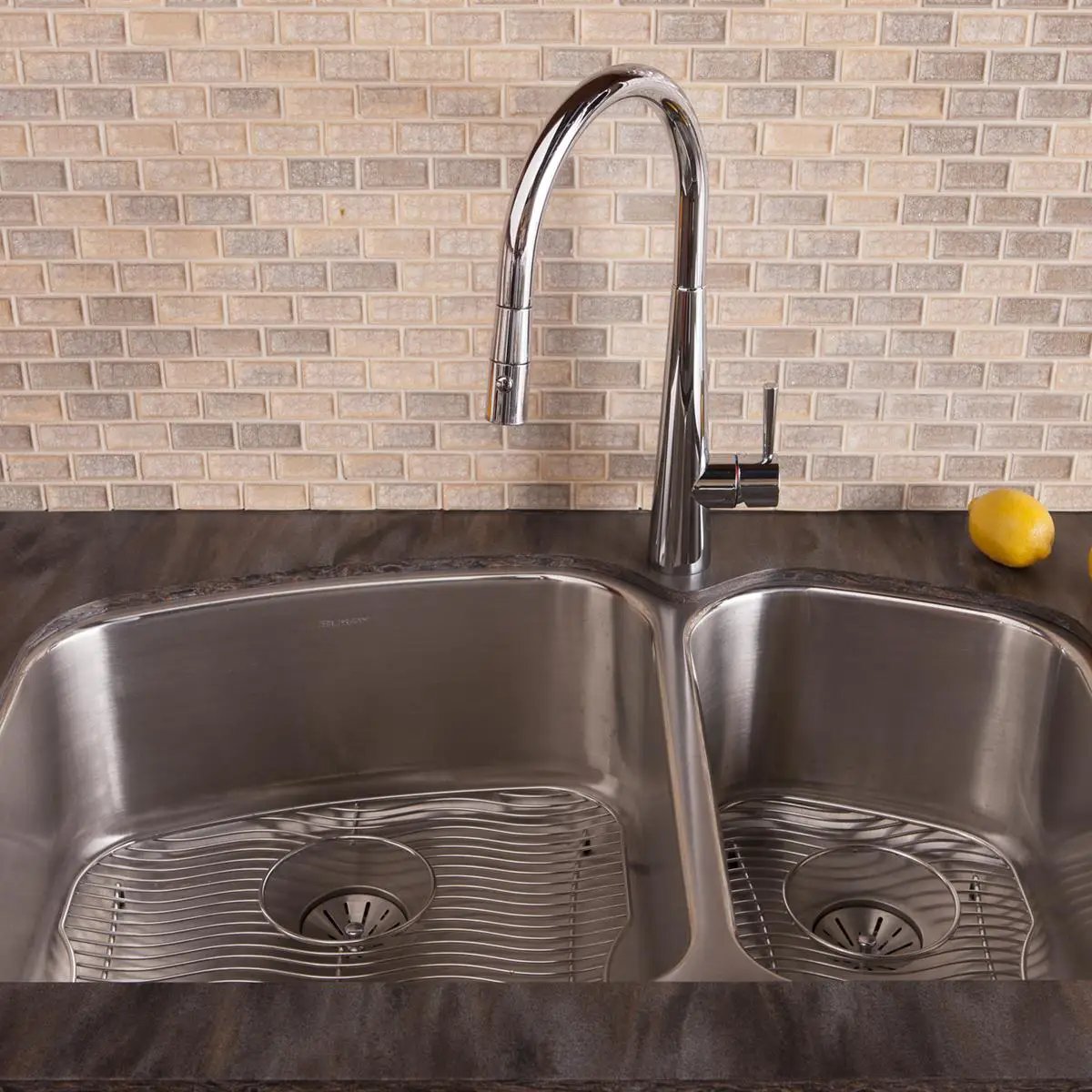 lustrous satin double bowl undermount sink